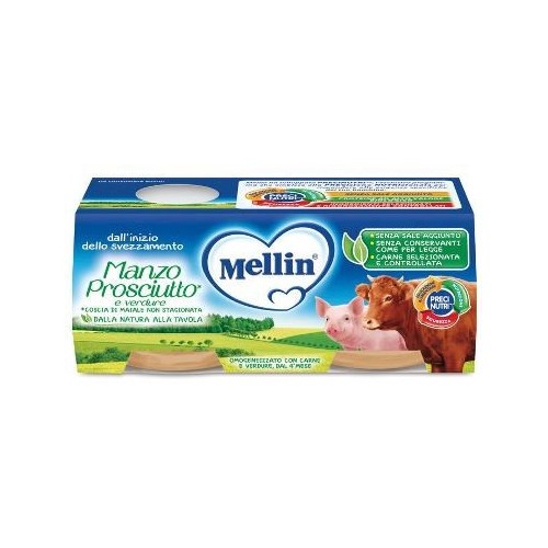 MELLIN OMOGENEIZZATO MANZO PROSCIUTTO E VERDURE 2 X 80 GR