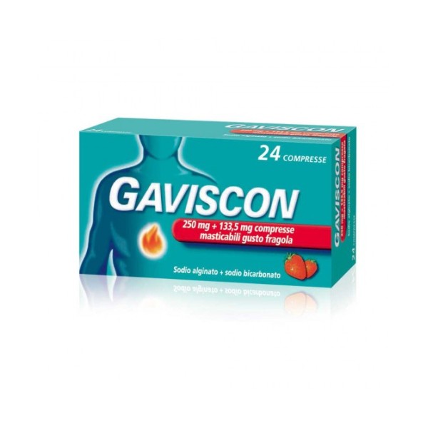 GAVISCON 24 COMPRESSE MASTICABILI 250 MG + 133,5 MG GUSTO FRAGOLA