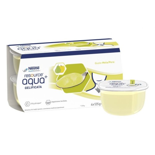 RESOURCE AQUA+ GELIFICATA GUSTO MELA E PERA PER DISFALGIA 4X125 GR