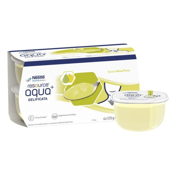 RESOURCE AQUA+ GELIFICATA GUSTO MELA E PERA PER DISFALGIA 4X125 GR