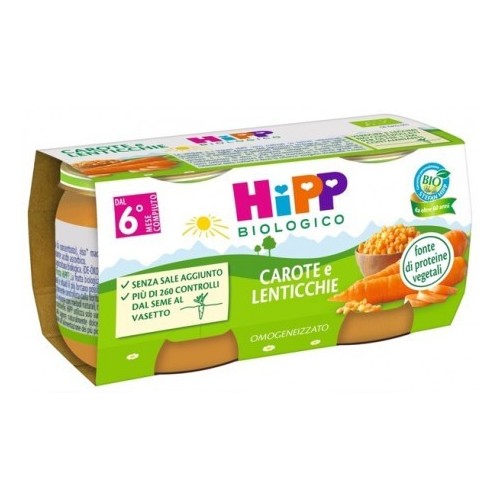 HIPP BIO OMOGENEIZZATO CAROTE E LENTICCHIE 2 X 80 GR