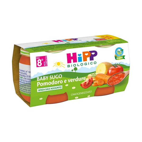 HIPP BIO OMOGENEIZZATO SUGO POMODORO VERDURE 2 X 80 GR